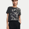 Desigual Тишърт Mickey Drawing 24WWTKA1 Черен Regular Fit за Жени цена