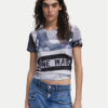 Desigual Тишърт Potomac 25SWTKA0 Сив Slim Fit за Жени цена