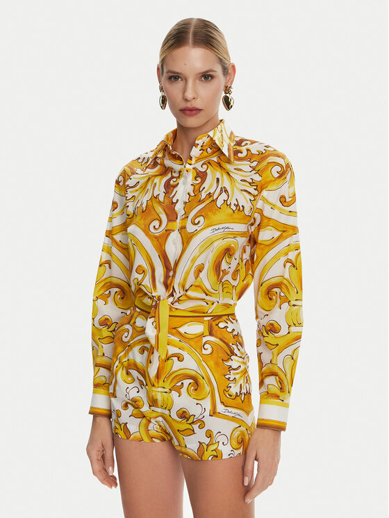 Dolce&Gabbana Риза F5S65T FI5JK Жълт Regular Fit за Жени цена