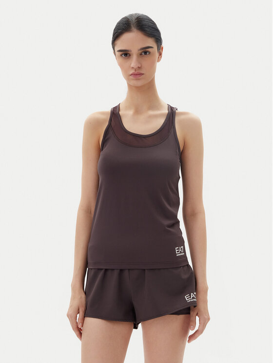 EA7 Emporio Armani Тениска от техническо трико 7W000237 AF12509 U6278 Кафяв Regular Fit за Жени цена