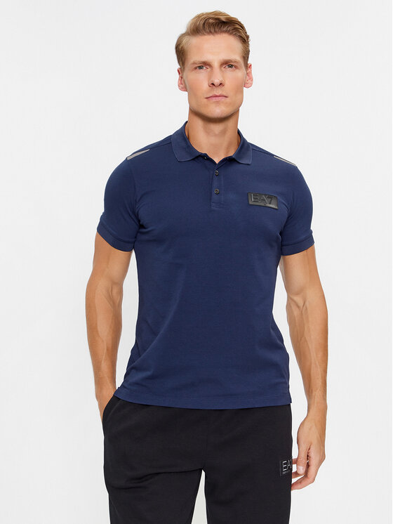 EA7 Emporio Armani Тениска с яка и копчета 6RPF78 PJBVZ 1554 Тъмносин Regular Fit за Мъже цена