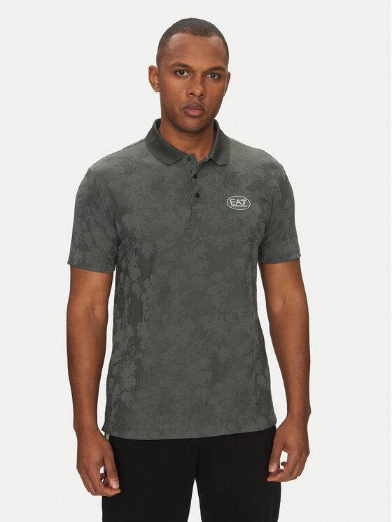 EA7 Emporio Armani Тениска с яка и копчета 7M000049 AF13917 U8109 Сив Regular Fit за Мъже цена