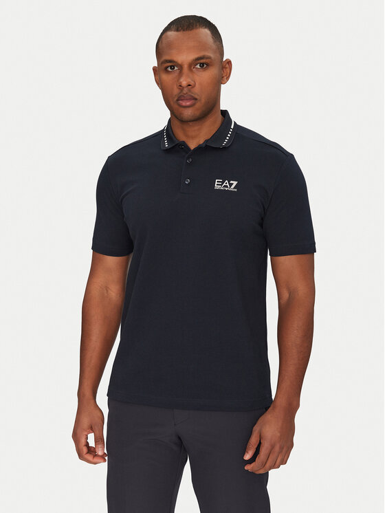 EA7 Emporio Armani Тениска с яка и копчета 7M000184 AF13511 UB102 Тъмносин Regular Fit за Мъже цена
