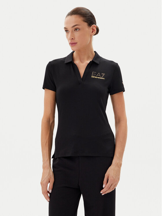EA7 Emporio Armani Тениска с яка и копчета 7W000266 AF12500 UC001 Черен Regular Fit за Жени цена