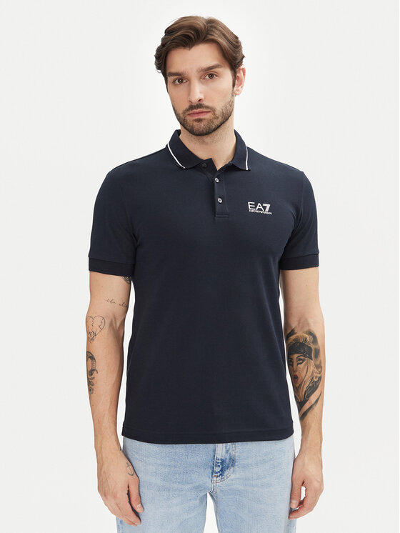 EA7 Emporio Armani Тениска с яка и копчета 8NPF16 PJVUZ 1562 Тъмносин Slim Fit за Мъже цена