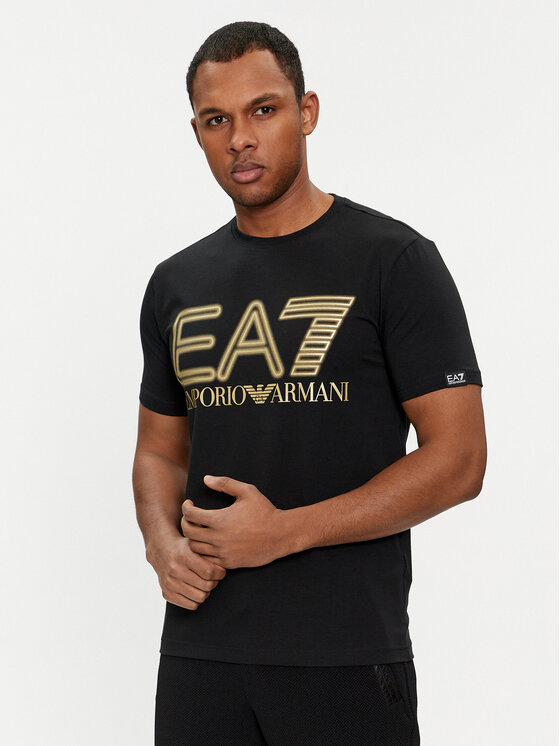EA7 Emporio Armani Тишърт 7M001106 AF10373 MC004 Черен Regular Fit за Мъже цена