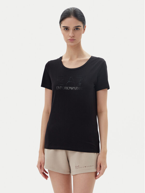 EA7 Emporio Armani Тишърт 7W000094 AF10373 UC001 Черен Slim Fit за Жени цена