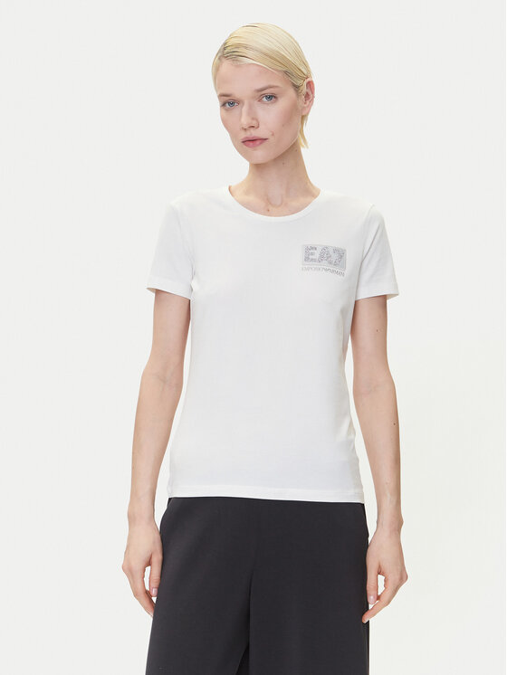 EA7 Emporio Armani Тишърт 7W000492 AF10373 U0005 Екрю Regular Fit за Жени цена
