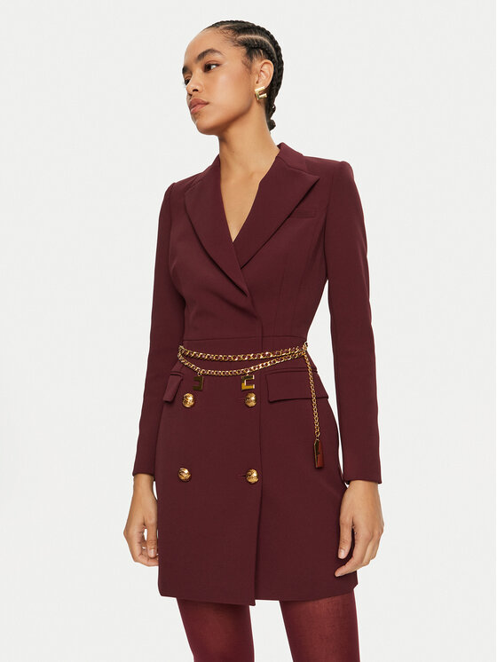 Elisabetta Franchi Коктейлна рокля AB-657-46E2-V960 Бордо Regular Fit за Жени цена
