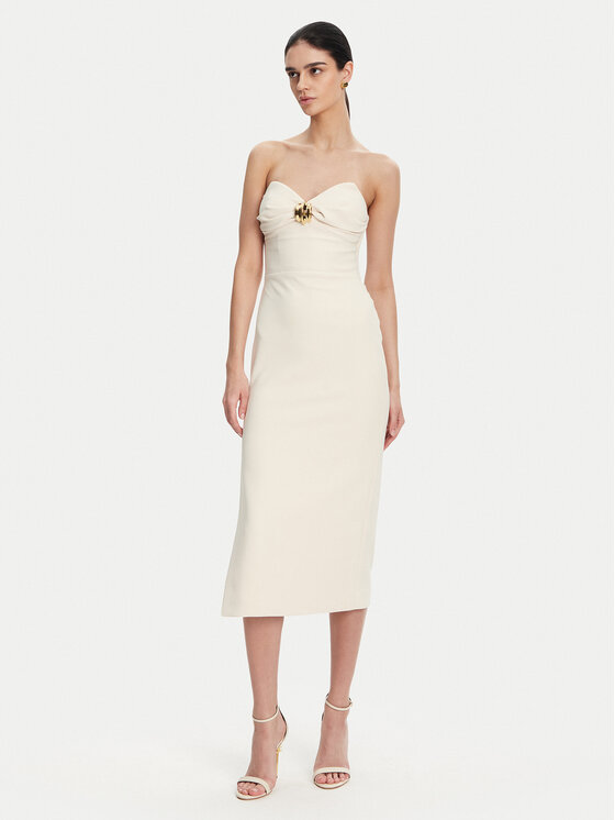 Elisabetta Franchi Коктейлна рокля AB-769-51E2 Екрю Regular Fit за Жени цена