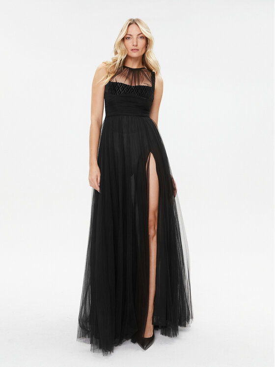 Elisabetta Franchi Официална рокля AB-400-36E2-V890 Черен Regular Fit за Жени цена