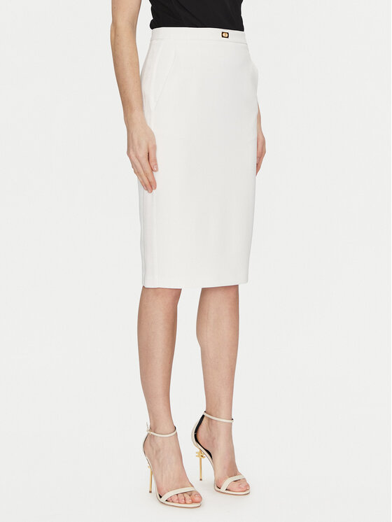 Elisabetta Franchi Пола тип молив GO-099-51E2-V260 Бял Regular Fit за Жени цена