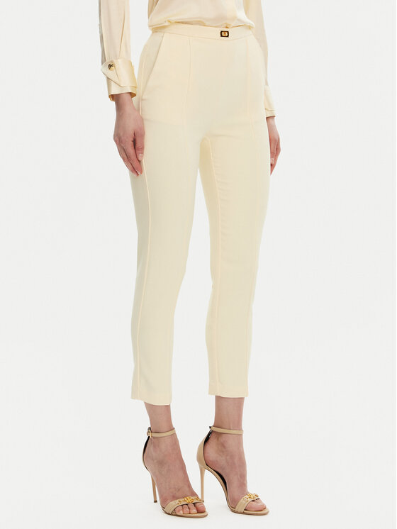 Elisabetta Franchi Текстилни панталони PA-076-51E2 Жълт Regular Fit за Жени цена