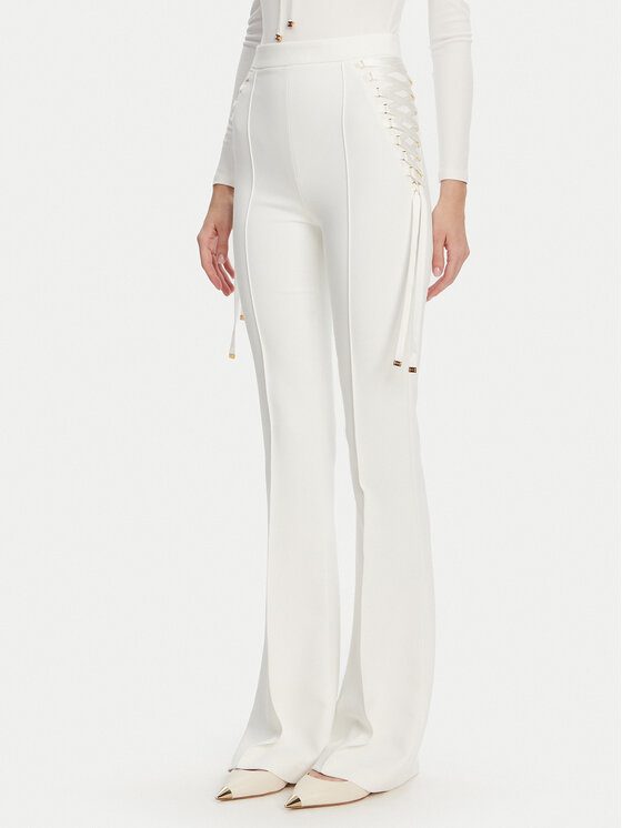 Elisabetta Franchi Текстилни панталони PA-083-51E2 Бял Regular Fit за Жени цена