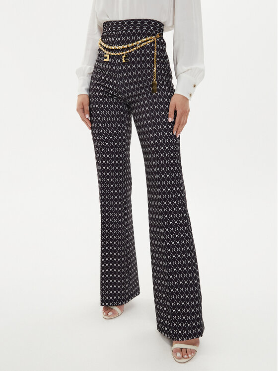 Elisabetta Franchi Текстилни панталони PA-S35-46E2-V470 Черен Regular Fit за Жени цена