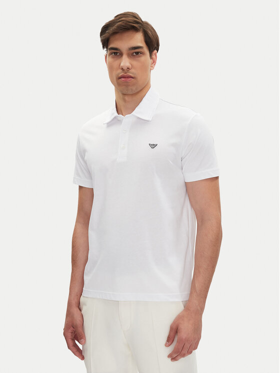 Emporio Armani Тениска с яка и копчета EM000571 AF12331 U0002 Бял Regular Fit за Мъже цена