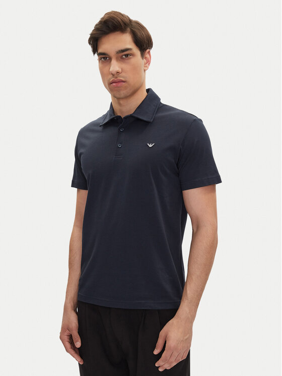 Emporio Armani Тениска с яка и копчета EM000571 AF12331 UB102 Тъмносин Regular Fit за Мъже цена