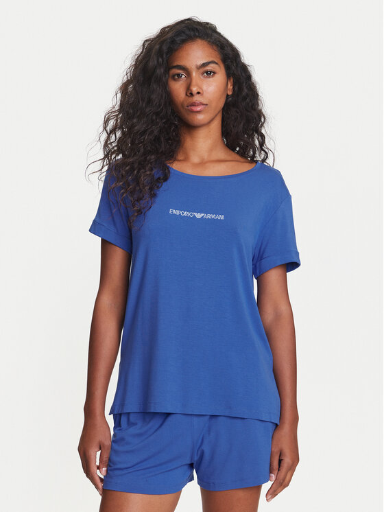 Emporio Armani Тишърт EW000780 AF12192 UA012 Син Regular Fit за Жени цена