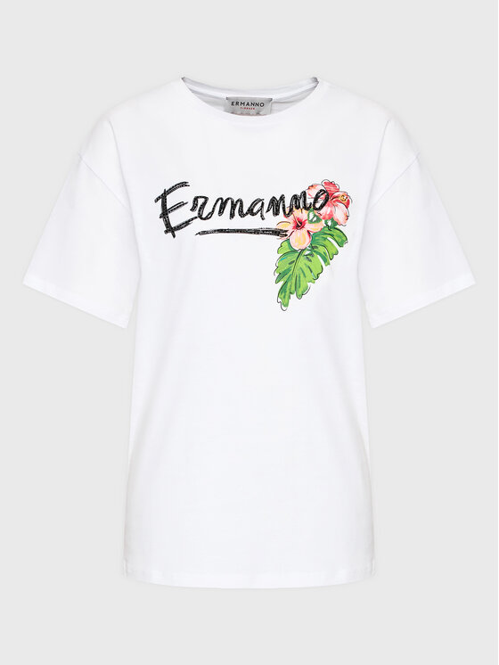 Ermanno Firenze Тишърт D42EL036EK8 Бял Regular Fit за Жени цена