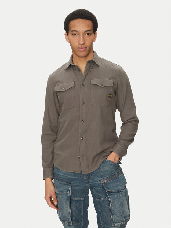 G-Star Raw Риза Marine D24963-D454 C496 Сив Slim Fit за Мъже цена
