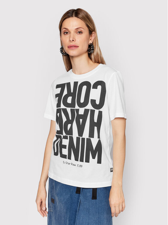 G-Star Raw Тишърт Lyon D21661-4107-110 Бял Regular Fit за Жени цена