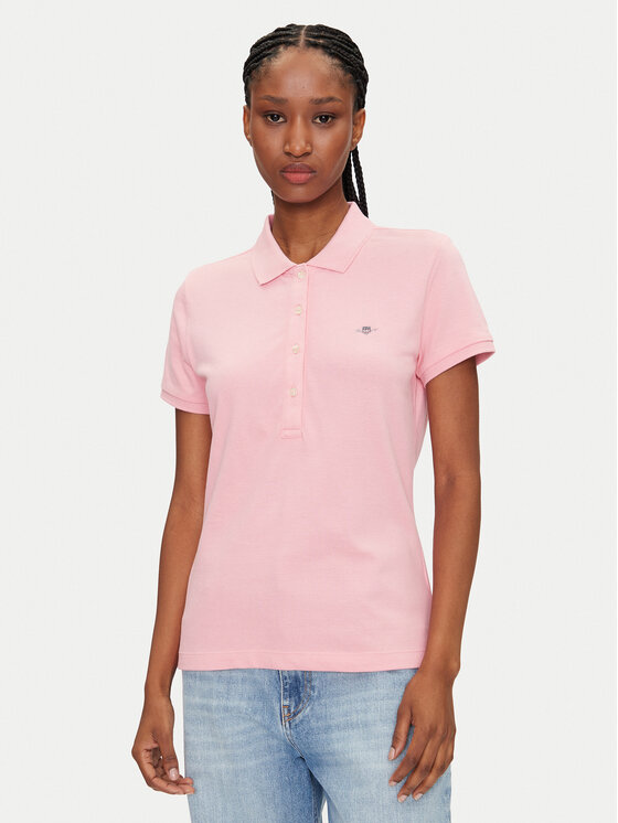 Gant Тениска с яка и копчета Sheild 4200870 Розов Slim Fit за Жени цена