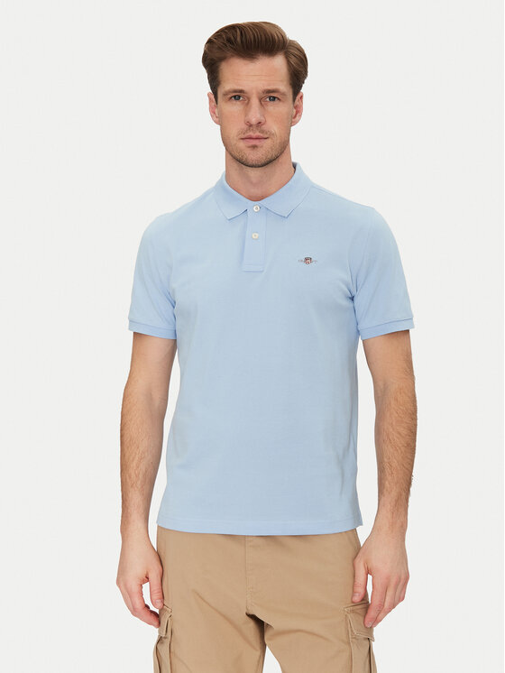 Gant Тениска с яка и копчета Shield Piqué 2210 Светлосиньо Regular Fit за Мъже цена