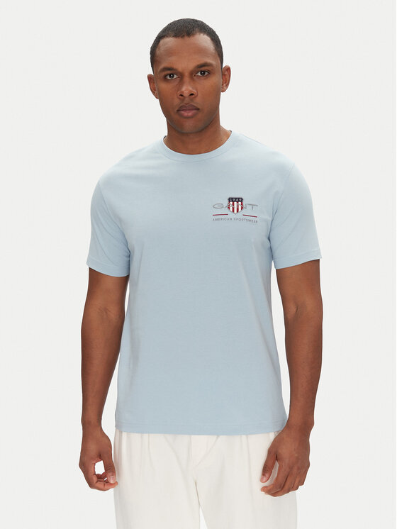 Gant Тишърт Archive Shield 2067004 Светлосиньо Regular Fit за Мъже цена