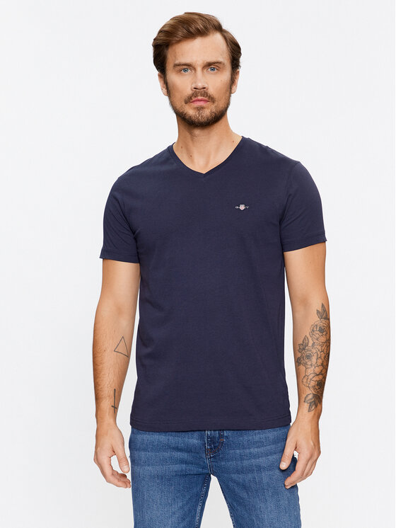 Gant Тишърт Shield 2003186 Тъмносин Slim Fit за Мъже цена