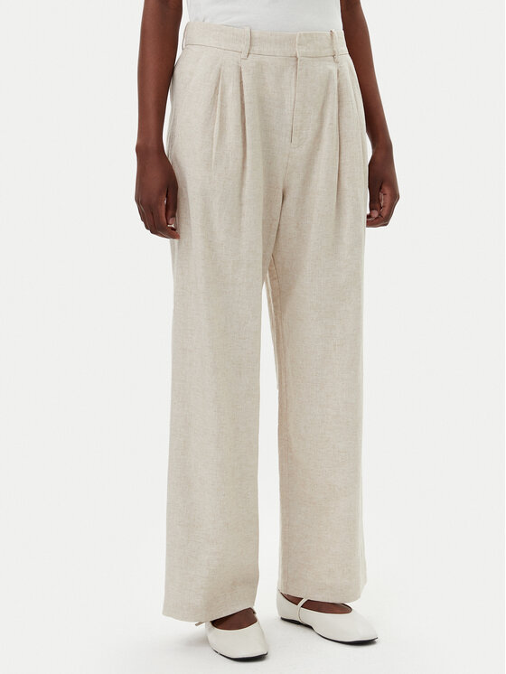 Gap Текстилни панталони 713998-03 Бежов Wide Leg за Жени цена