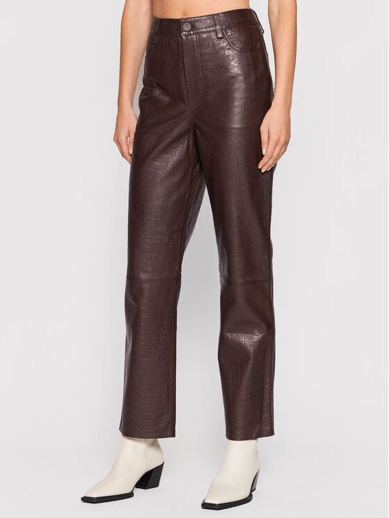Gestuz Кожени панталони Sally 10905552 Кафяв Regular Fit за Жени цена