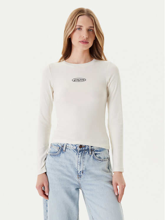 Guess Jeans Блуза W5YP38 KA0H1 Екрю Slim Fit за Жени цена
