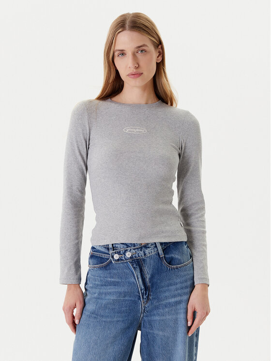 Guess Jeans Блуза W5YP38 KA0H1 Сив Slim Fit за Жени цена