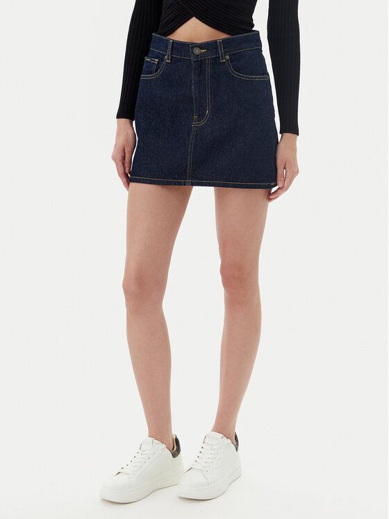 Guess Jeans Дънкова пола W5YD0Q D5M4C Тъмносин Regular Fit за Жени цена