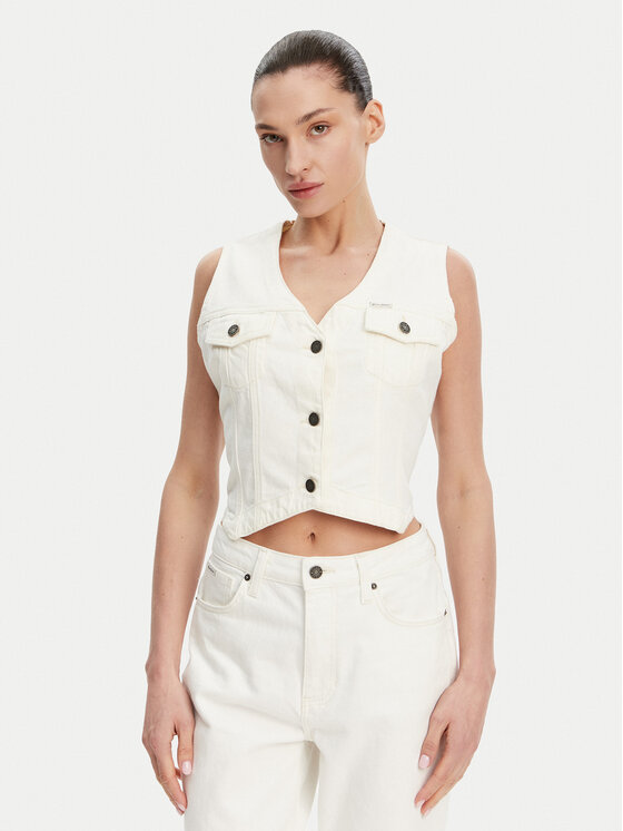 Guess Jeans Елек W5GN74 D5M62 Бял Regular Fit за Жени цена