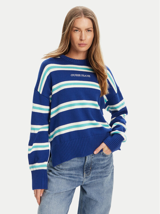 Guess Jeans Пуловер W4BR09 Z3HM1 Син Regular Fit за Жени цена
