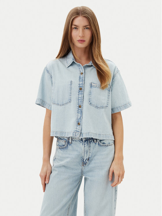 Guess Jeans Риза W5GH0F D5M83 Син Regular Fit за Жени цена