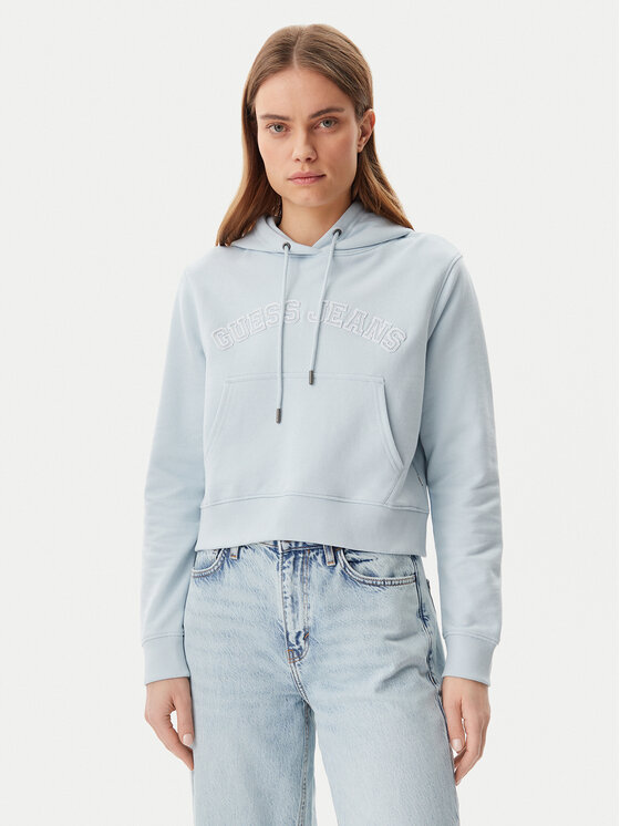 Guess Jeans Суитшърт W5GQ22 K68I4 Светлосиньо Regular Fit за Жени цена
