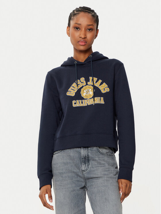 Guess Jeans Суитшърт W5RQ29 K68I4 Тъмносин Regular Fit за Жени цена