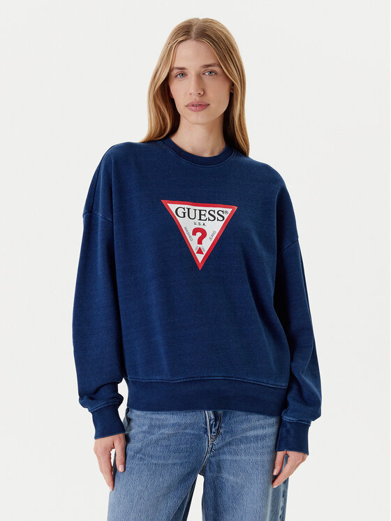 Guess Jeans Суитшърт W5YQ12 KCXQ1 Тъмносин Oversize за Жени цена
