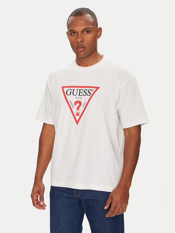 Guess Jeans Тишърт M4YI45 K8FQ4 Бял Oversize за Мъже цена