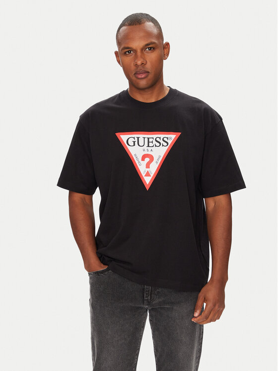 Guess Jeans Тишърт M4YI45 K8FQ4 Черен Oversize за Мъже цена