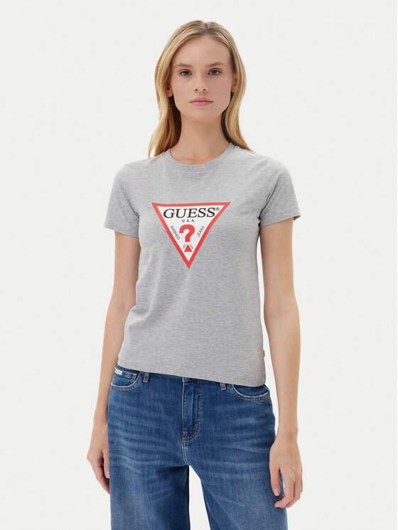 Guess Jeans Тишърт W4YI04 J1314 Сив Slim Fit за Жени цена
