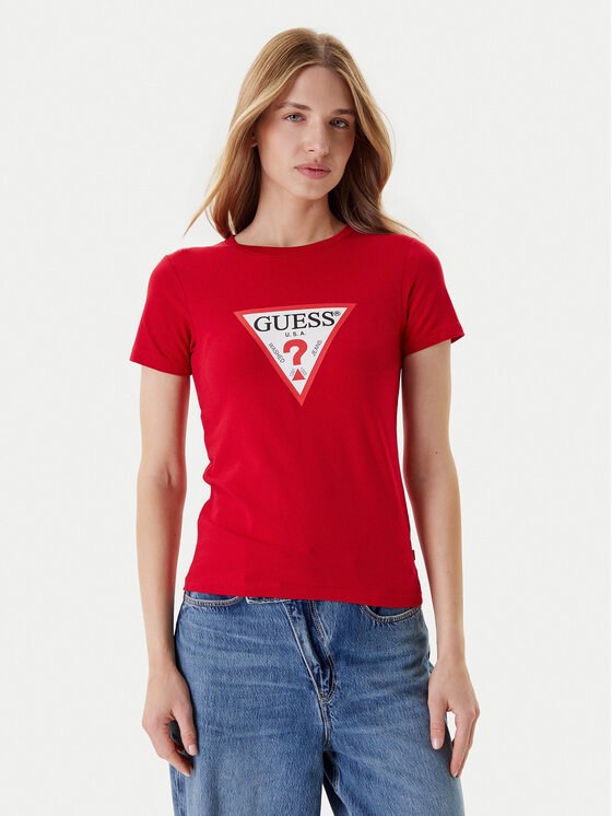 Guess Jeans Тишърт W4YI04 J1314 Червен Slim Fit за Жени цена