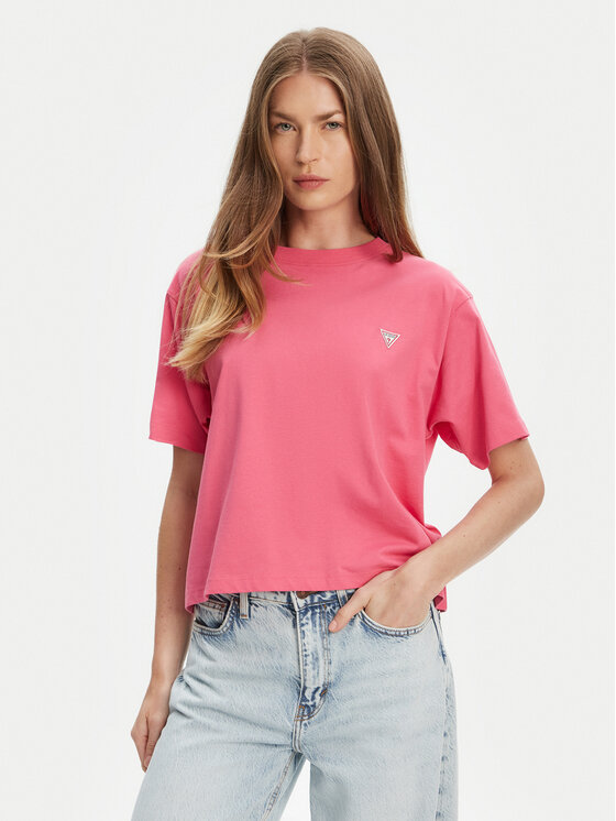 Guess Jeans Тишърт W4YI05 K8HM0 Розов Boxy Fit за Жени цена