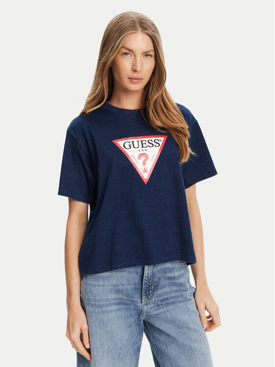 Guess Jeans Тишърт W5GI20 KCTG1 Тъмносин Regular Fit за Жени цена