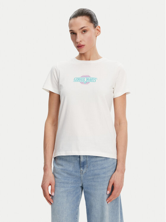 Guess Jeans Тишърт W5GI26 J1314 Бял Regular Fit за Жени цена
