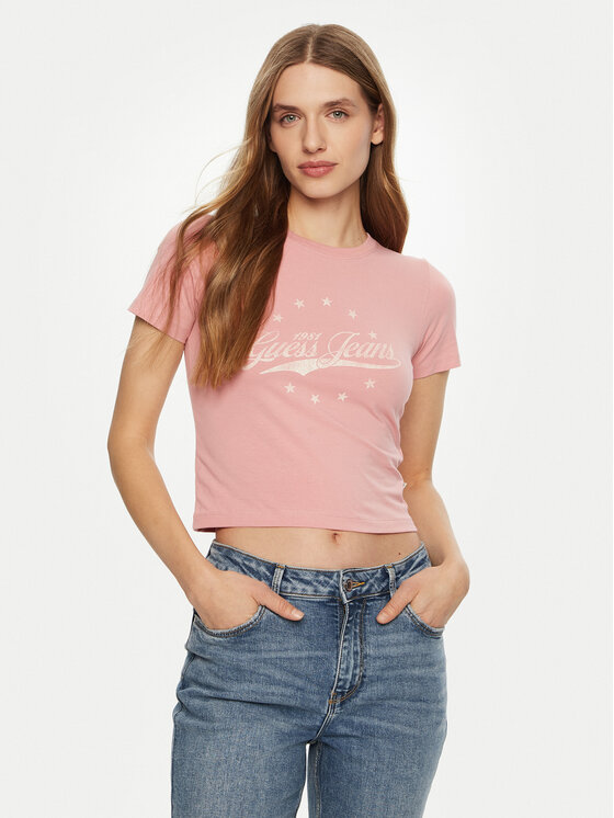 Guess Jeans Тишърт W5RI59 J1314 Розов Regular Fit за Жени цена