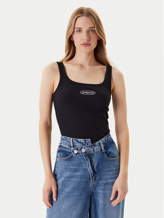 Guess Jeans топ W5YP35 KA0H1 Черен Regular Fit за Жени цена