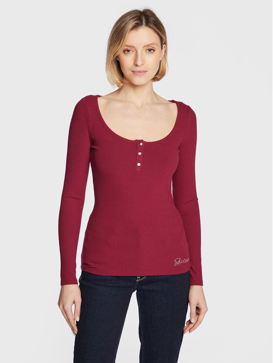 Guess Блуза Karlee Jewel W2YP46 KBCO2 Бордо Slim Fit за Жени цена